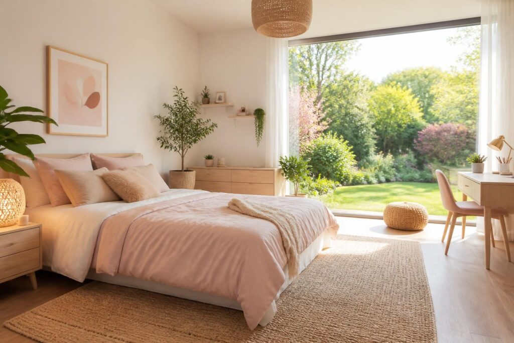découvrez comment aménager une chambre d'ado fille avec une vue sur jardin, alliant confort, ambiance cosy et décoration naturelle pour un espace apaisant et tendance.